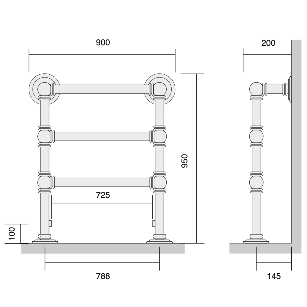 Bard & Brazier B&B Klassieke handdoekradiator Baronial BRF95/90 - 520W