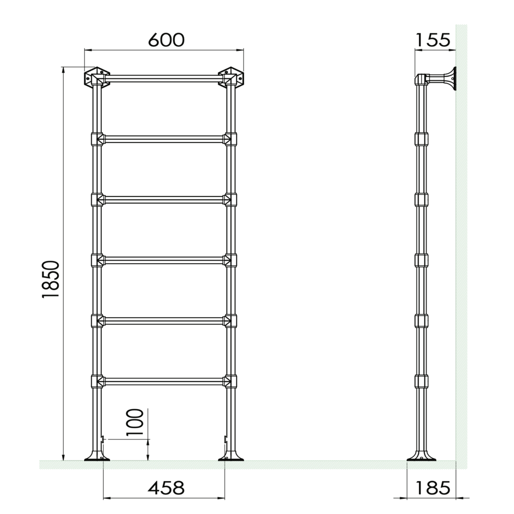 Bard & Brazier B&B Classical 6 bar towel warmer Criterion CTF185/60 - 546W