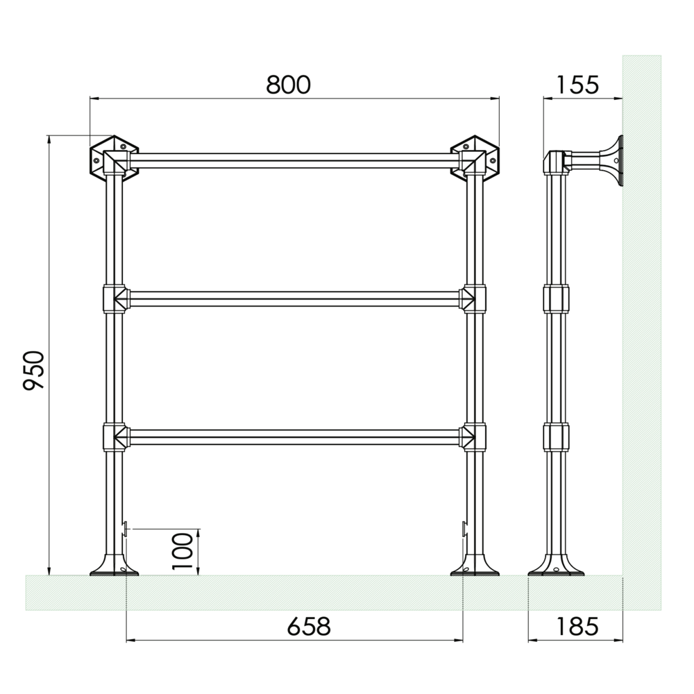 Bard & Brazier B&B Classical 3 bar towel warmer Criterion CTF95/80 - 326W