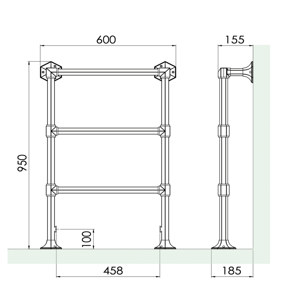 Bard & Brazier B&B Klassieke 3-bar handdoekradiator Criterion CTF95/60 - 283W