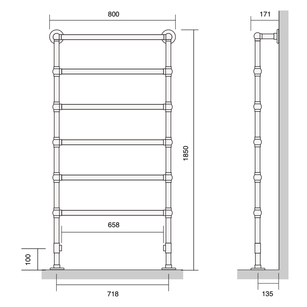 Bard & Brazier B&B Traditional towel rail  La Fayette LFF185/80 - 610W