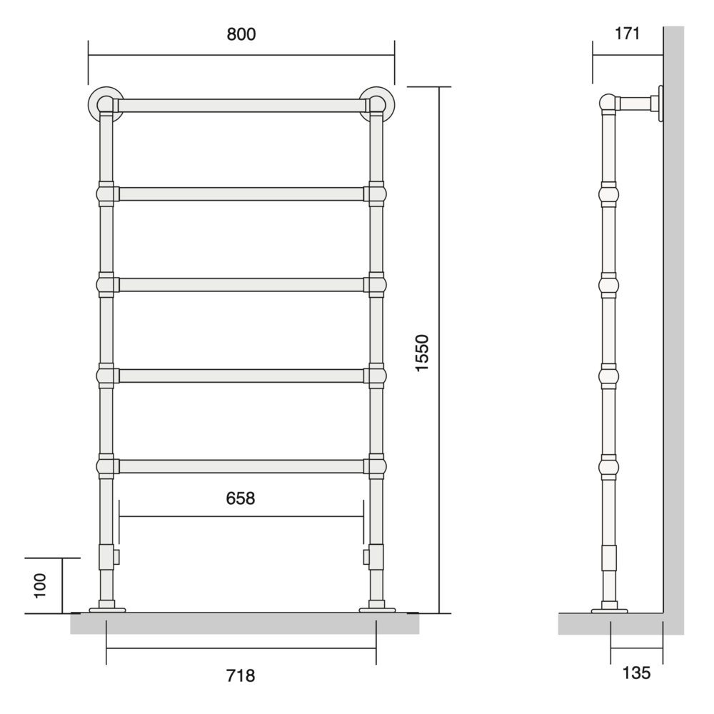 Bard & Brazier B&B Traditional towel rail  La Fayette LFF155/80 - 483W