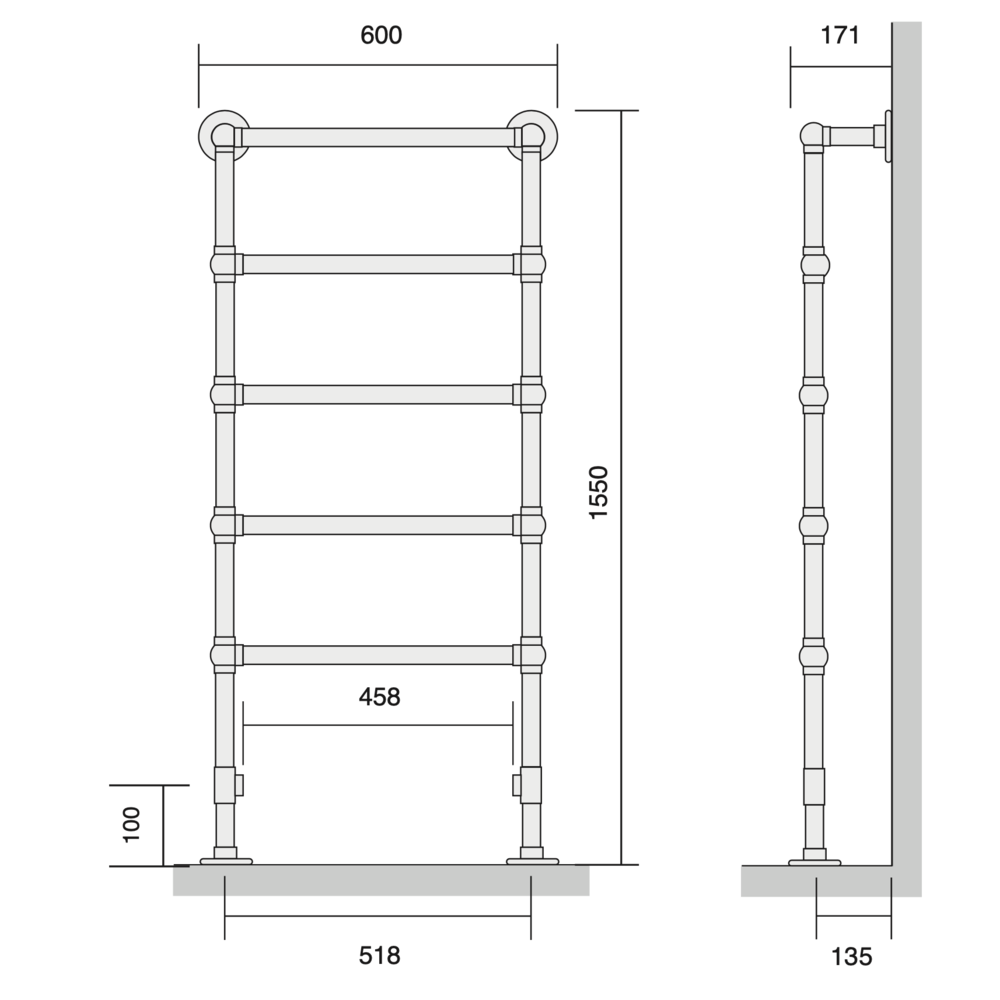 Bard & Brazier B&B Traditional towel rail  La Fayette LFF155/60 - 442W