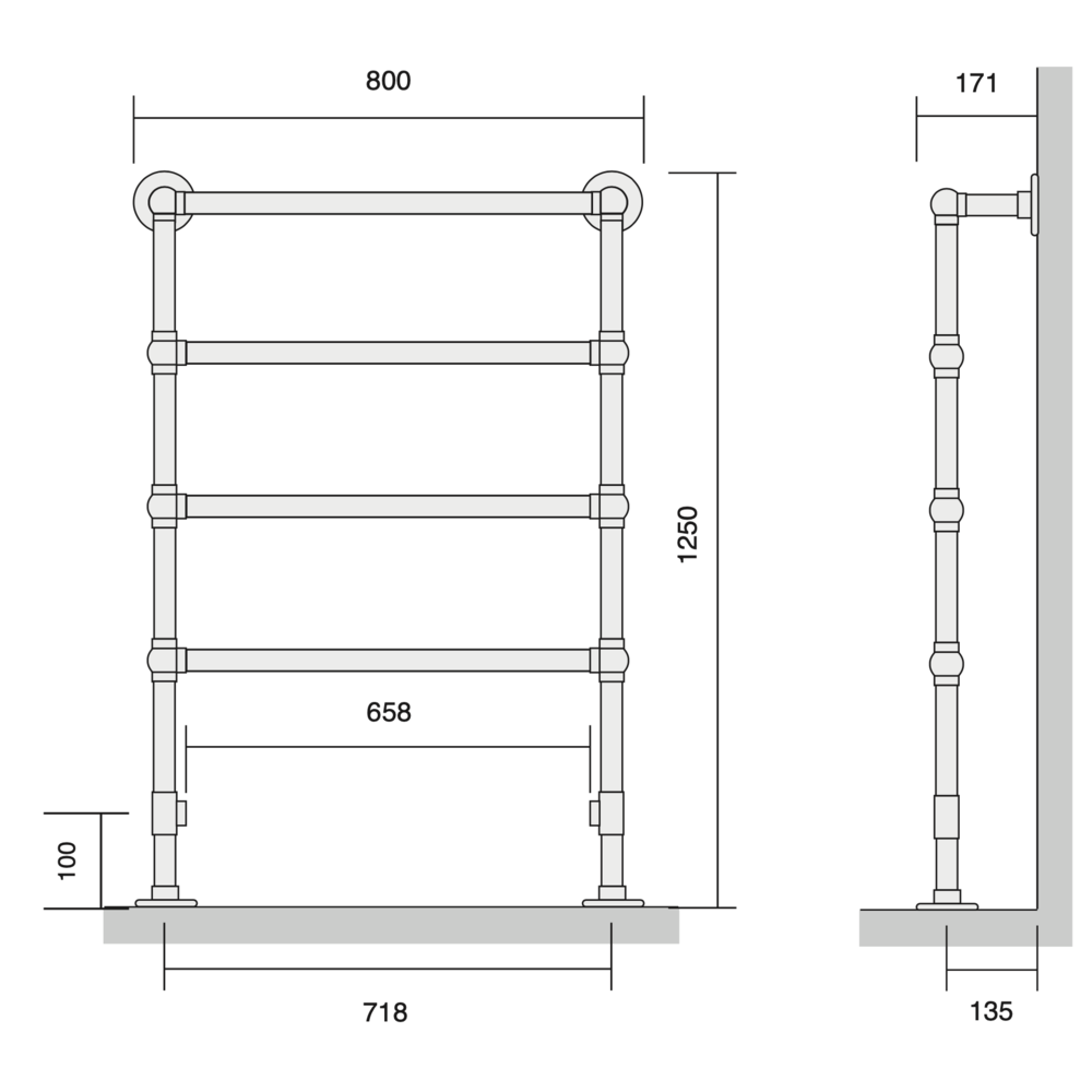 Bard & Brazier B&B Traditional towel rail La Fayette LFF125/80 - 387W