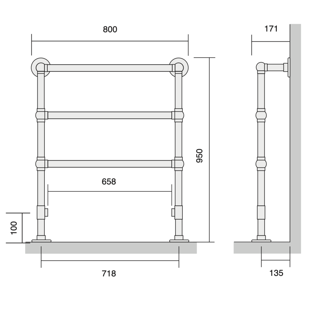 Bard & Brazier B&B Klassieke handdoekradiator La Fayette LFF95/80 - 325W