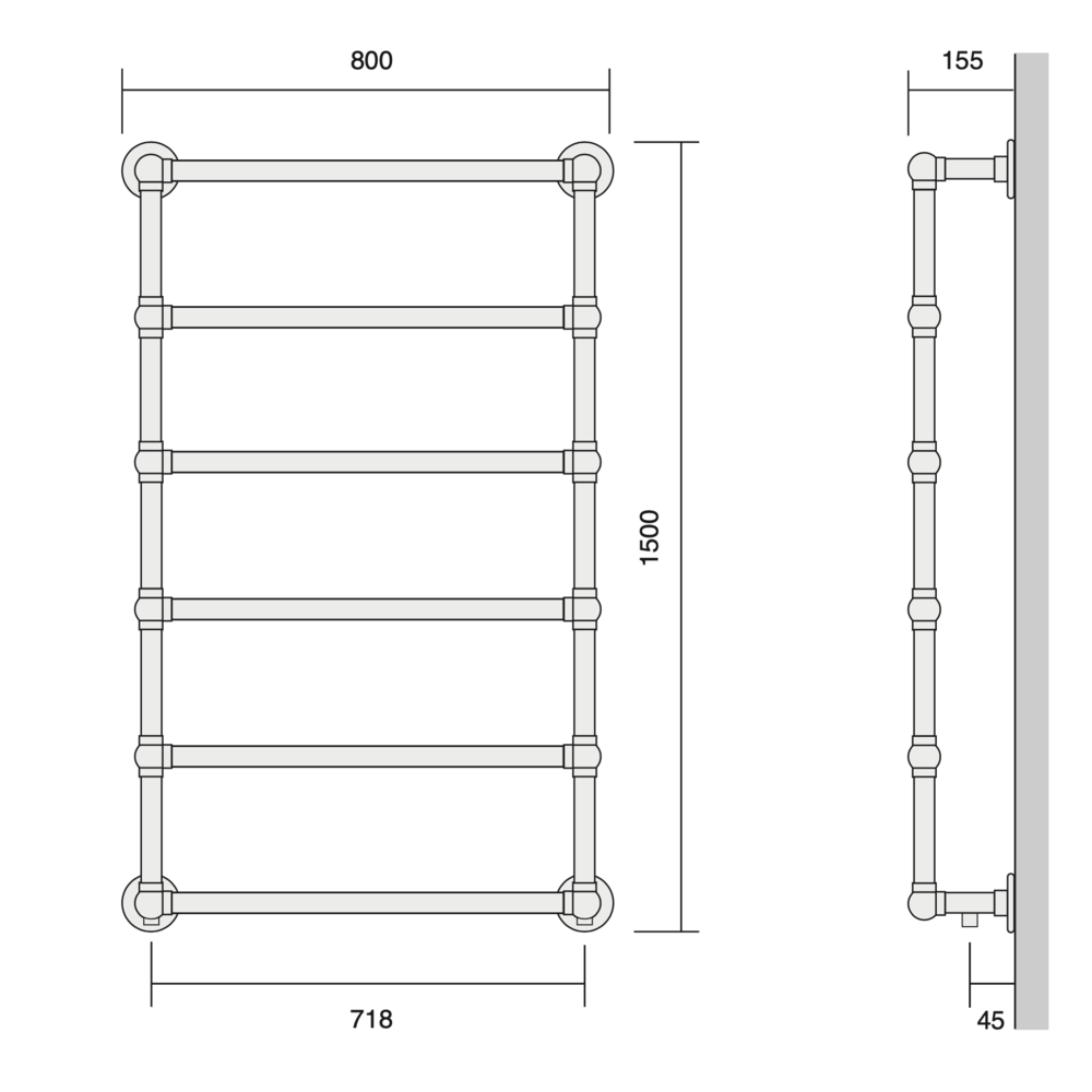 Bard & Brazier B&B Traditional towel rail La Fayette LFW150/80 - 584W