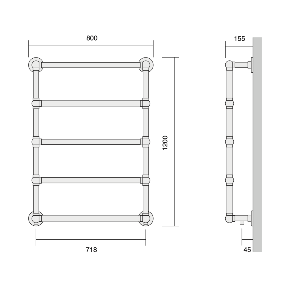 Bard & Brazier B&B Traditional towel rail La Fayette LFW120/80 - 417W