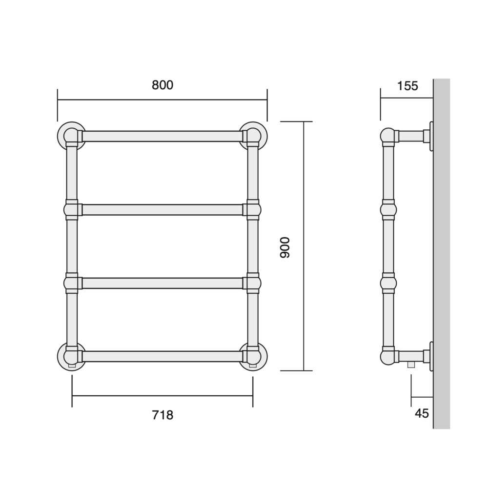 Bard & Brazier B&B Klassieke handdoekradiator La Fayette LFW90/80 - 321W