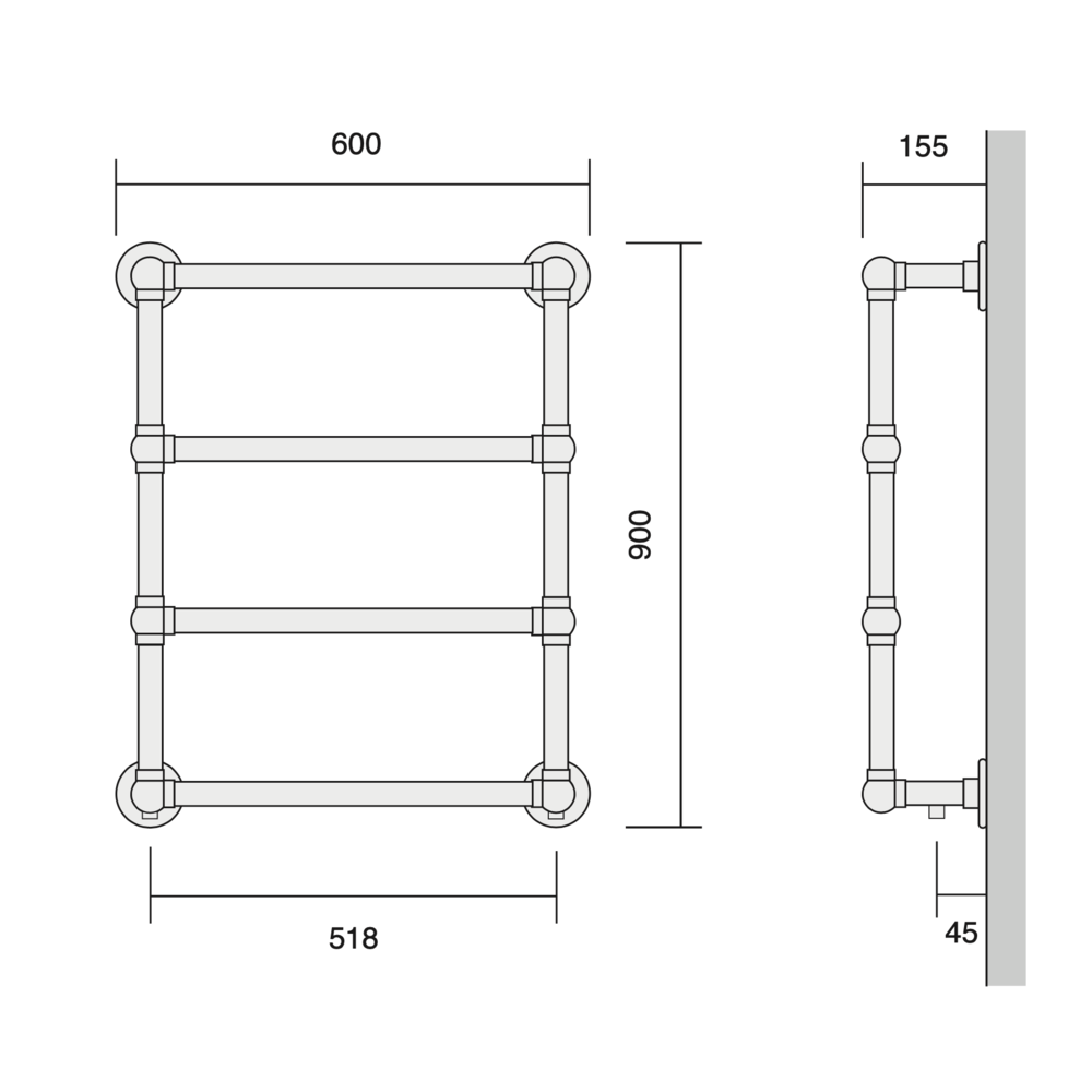 Bard & Brazier B&B Traditional towel rail La Fayette LFW90/60 - 297W