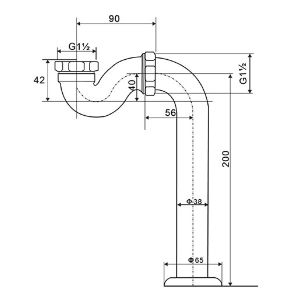 Arroll Siphon für Badewanne mit Anschlussrohr und Bodenrosette ARB-1053