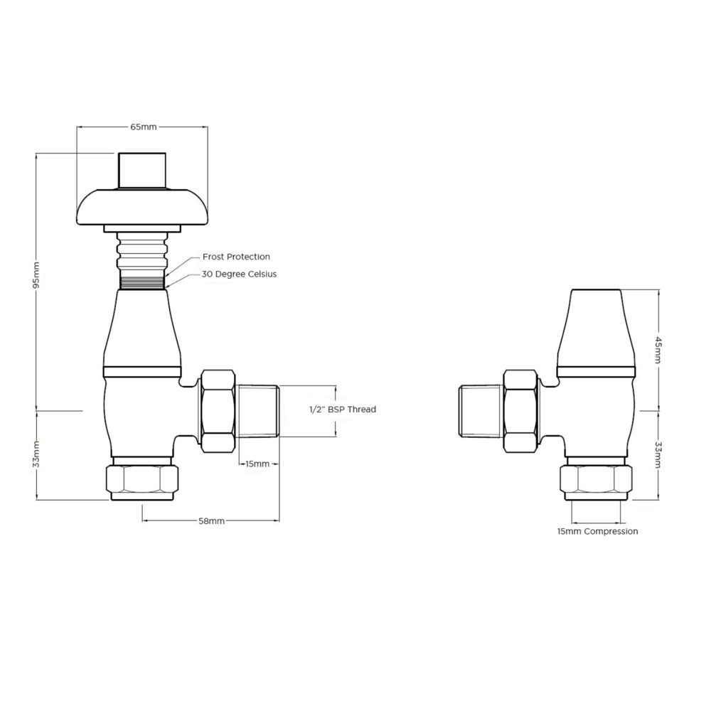 Arroll Thermostat-Ventilset Heizkörper mit Drehrad UK-18