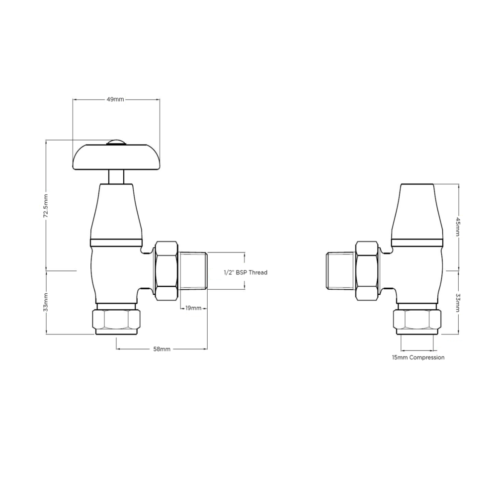 Arroll Manual radiator valve set UK-10