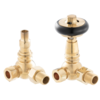 Arroll Thermostatic radiator corner valve set with wooden handle UK-15