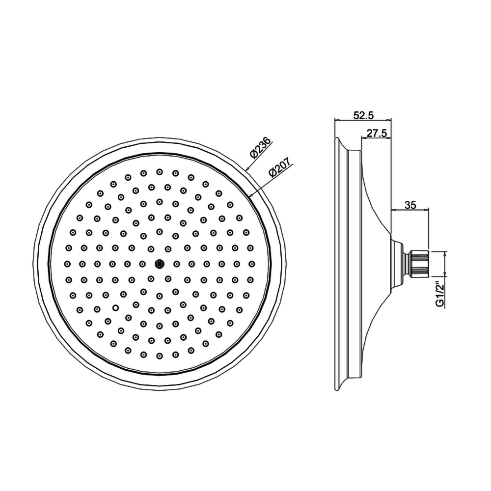 BB Edwardian Edwardian 23cm (9") easy-clean shower rose