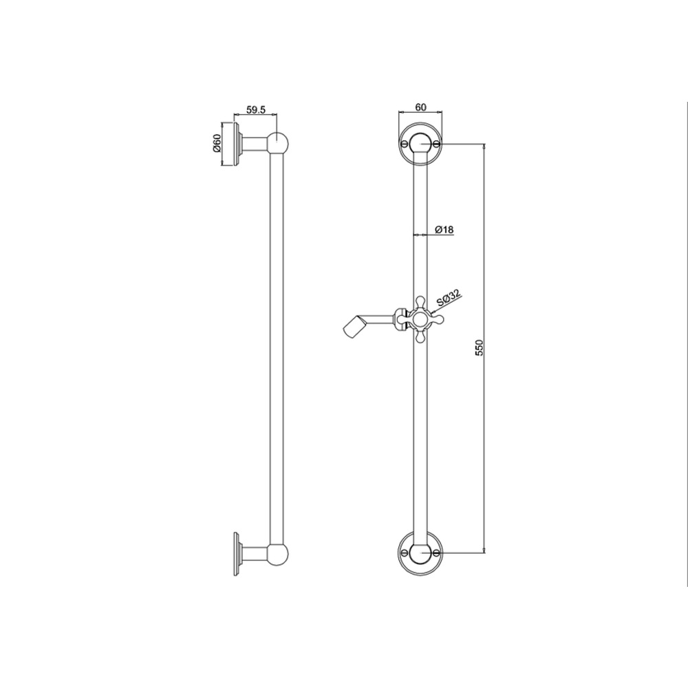 BB Edwardian Hand shower slide rail