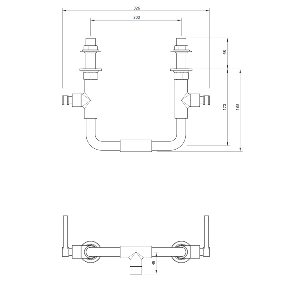 Lefroy Brooks 1920 Ten Ten LB1920 Ten Ten wall mounted basin bridge mixer with levers TL-9005