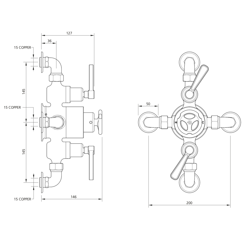 Lefroy Brooks 1920 Ten Ten LB1900 Ten ten exposed dual control thermostatic shower valve TTE-8746