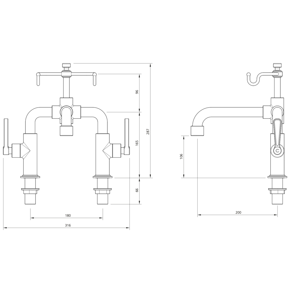 Lefroy Brooks 1920 Ten Ten LB1920 Ten Ten deck mounted bath shower mixer with levers TL-1110