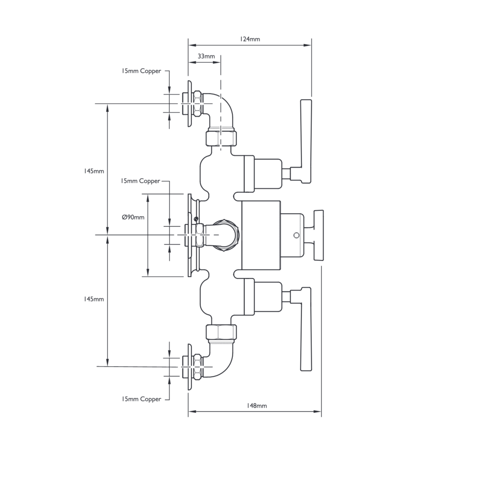LB1930 Mackintosh opbouw douchethermostaat met 2  stopkranen MBE-8746 Lefroy Brooks 1930 Mackintosh Black LB1930 Mackintosh opbouw douchethermostaat met 2  stopkranen MBE-8746