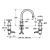 Lefroy Brooks 1930 Mackintosh LB1930 Mackintosh 3-hole tubular basin mixer with crosshead handles MH-1230