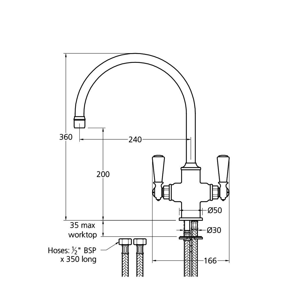 Lefroy Brooks 1900 Classic Black Kitchen mixer Classic Black Lever BL-1550