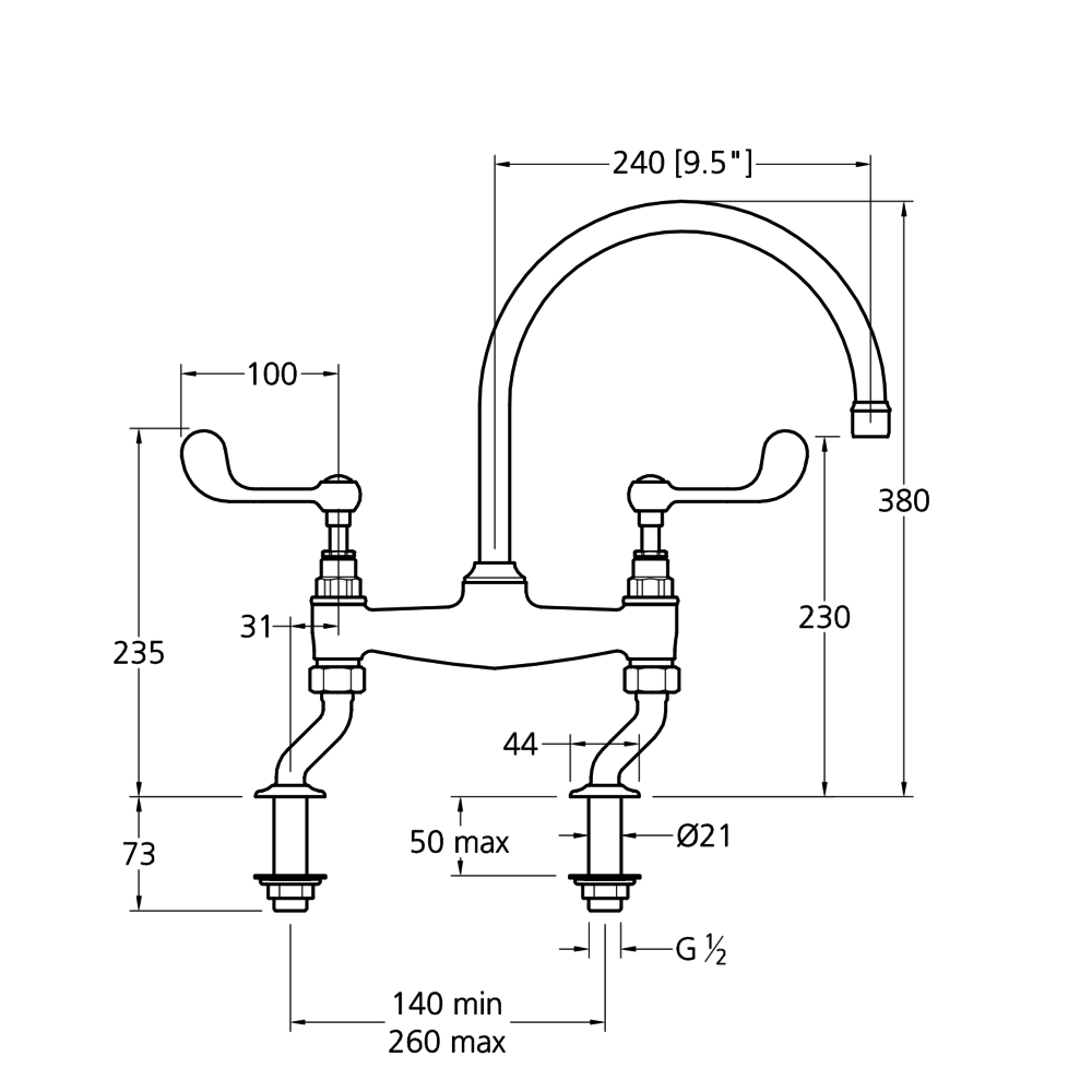 Lefroy Brooks 1900 Classic Keukenkraan Connaught Lever CL-1517