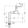 Lefroy Brooks 1900 Classic Kitchen pillar tap Connaught Lever CL-1590