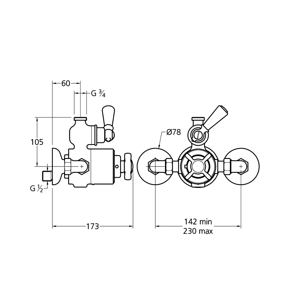 Lefroy Brooks 1900 Classic LB1900 Classic  exposed dual control thermostatic shower valve GDE-8746