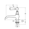 Lefroy Brooks 1900 Classic LB1900 Classic pillar tap - cold only - with lever WLX-8030