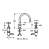 Lefroy Brooks 1900 Classic LB1900 Classic tubular 3-hole basin mixer with crosshead handles LB-1230