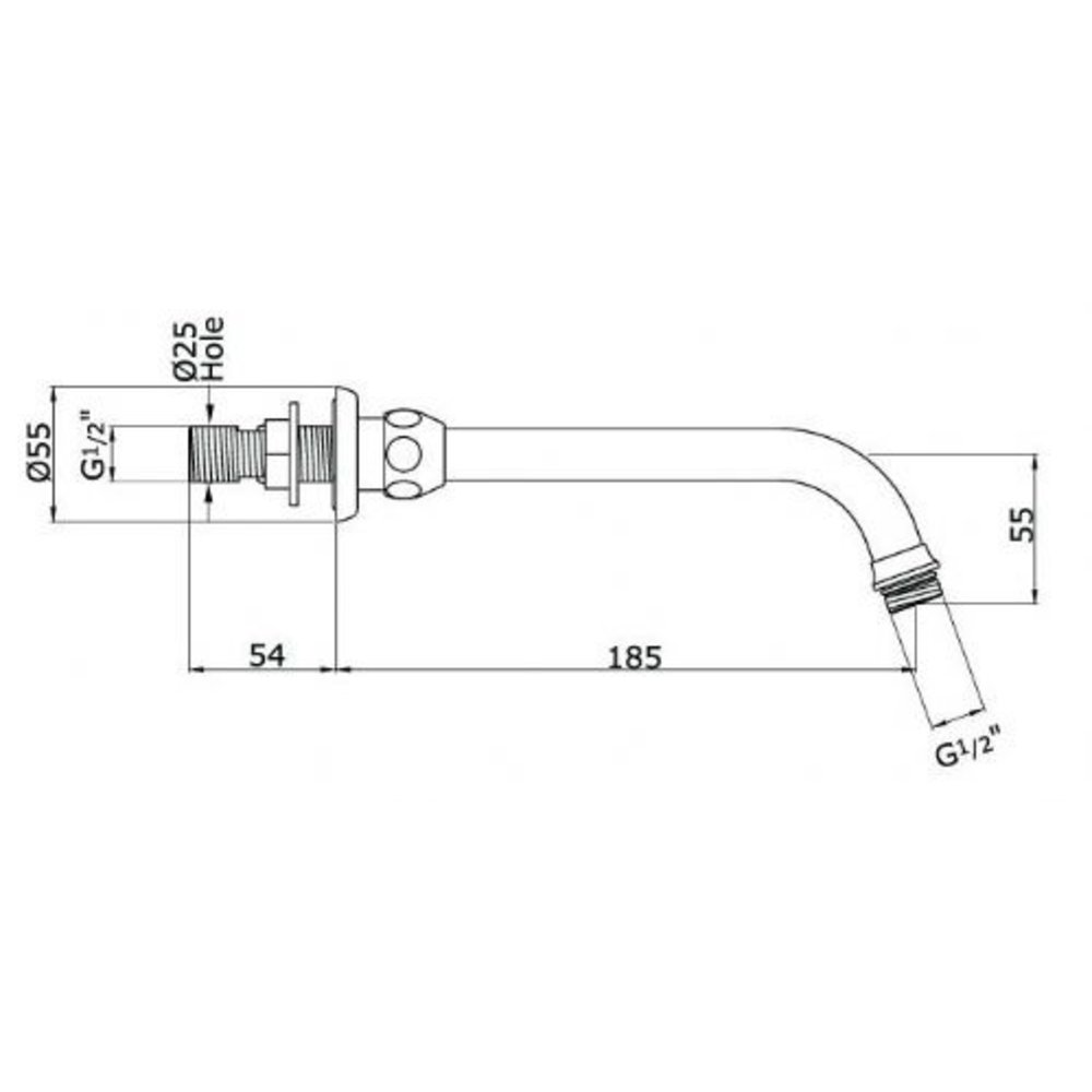 Perrin & Rowe Langbourn Langbourn 185mm douchearm met multi-function douchekop