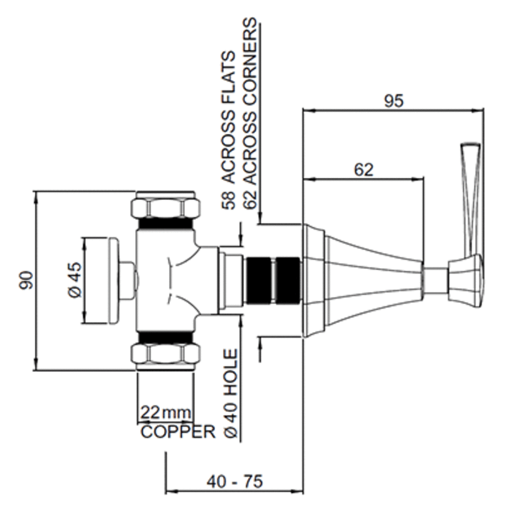 Perrin & Rowe Deco Deco Unterputz Regelventil 3/4" mit Hebelgriff E.3164
