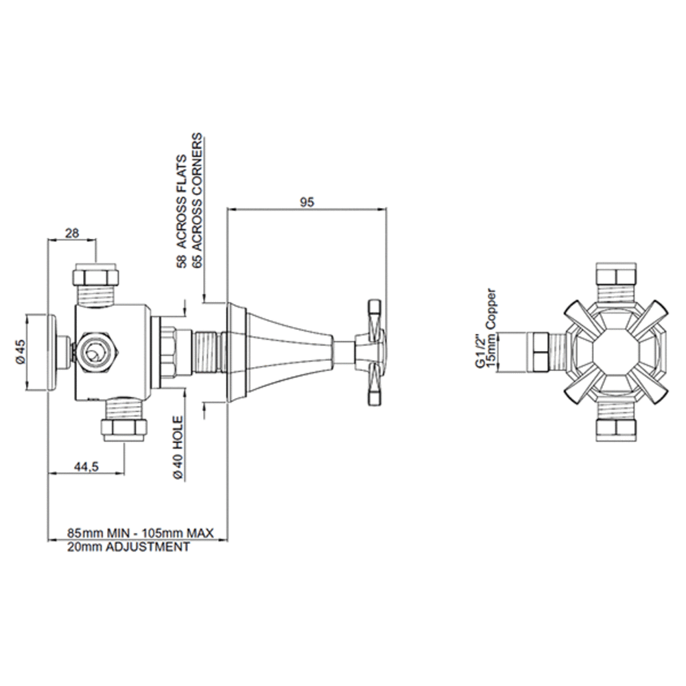 Perrin & Rowe Deco Deco 3 way diverter with crosshead E.5142