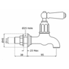 Perrin & Rowe Victorian White Victorian wall mounted cold pillar tap with lever E.4316