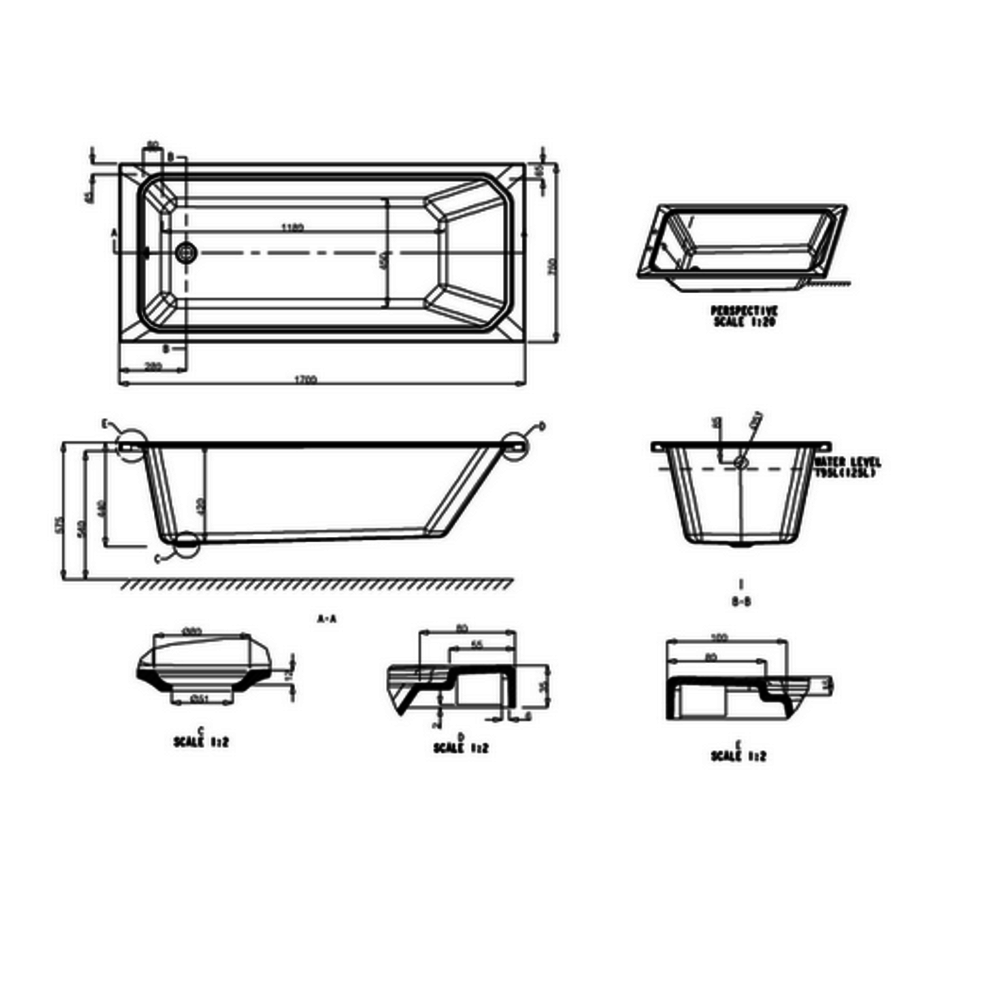 Burlington Cleargreen Arundel 75 Einbauwanne 170x75