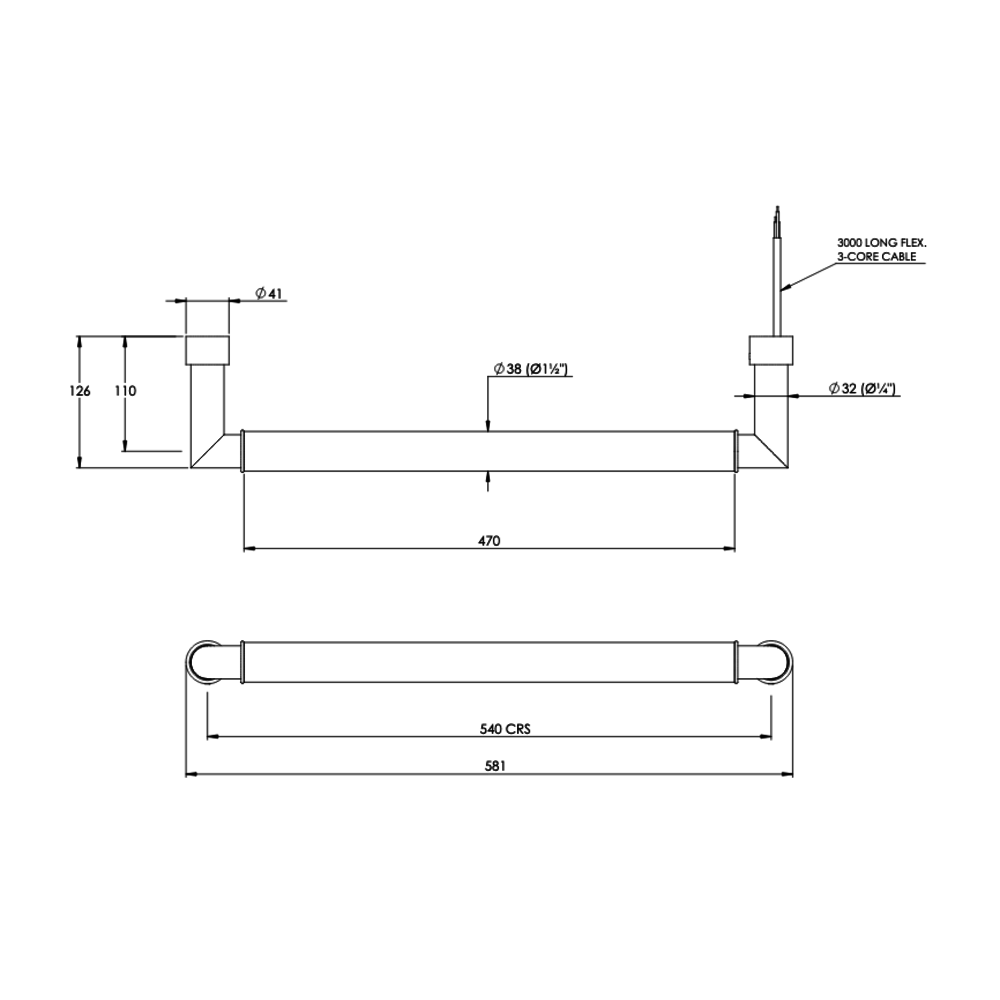 Bard & Brazier B&B Modern design floating rail Carsten FC2- electric; with black bars