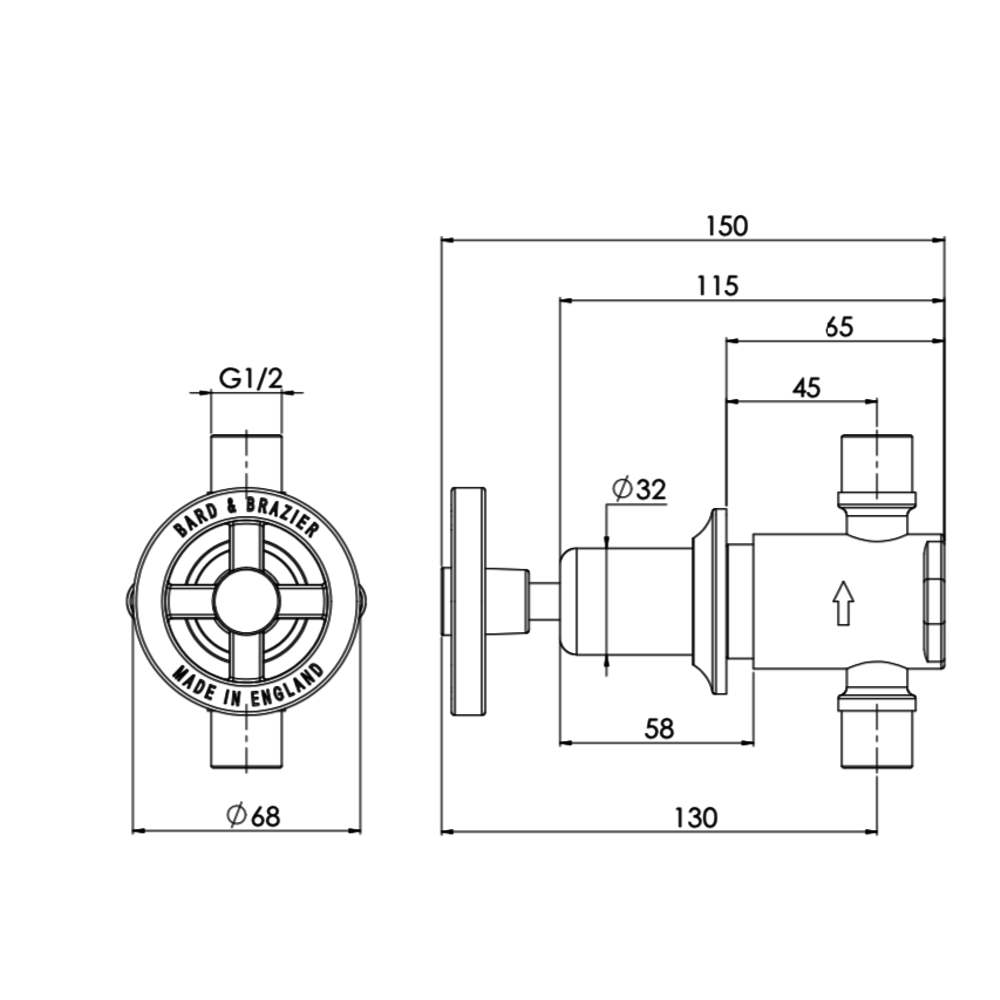 Bard & Brazier BB Pullman - klassisches Retro Heizungsventilset (UP) PRCV