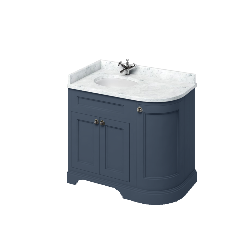 BB Edwardian 100 basin unit with Carrara white Minerva top and basin left hand FC2-BC98L