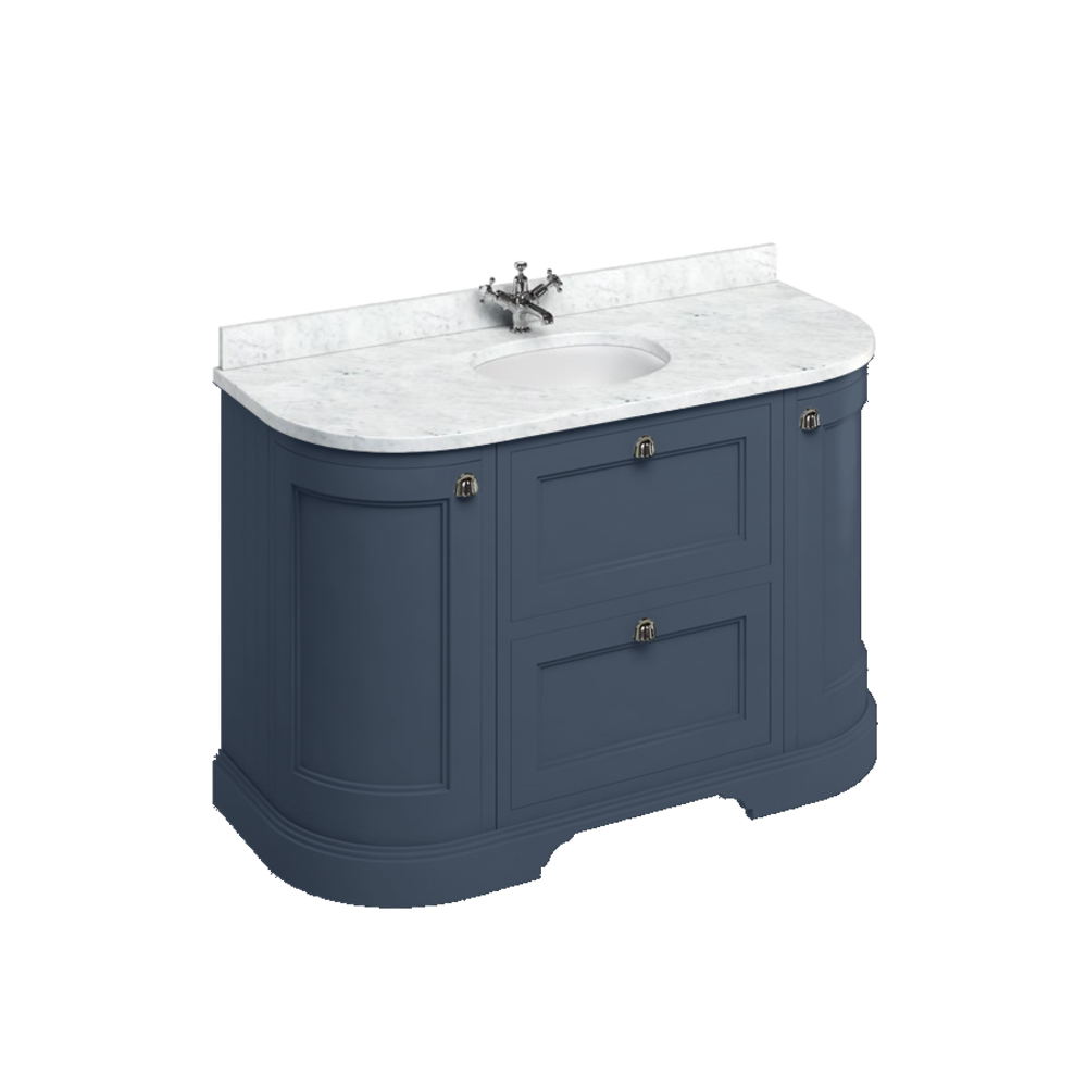 BB Edwardian 134 Waschtischschrank mit Minerva-Platte Carrara weiss und Waschbecken FC4-BC13