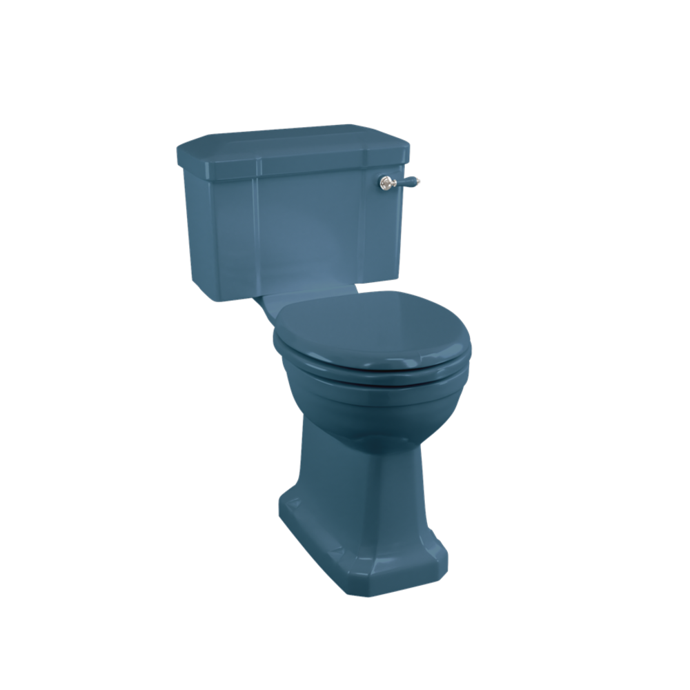 BB Edwardian Bespoke Duoblok toilet met porseleinen hendel, achteruitlaat (PK) - Alaska Blue