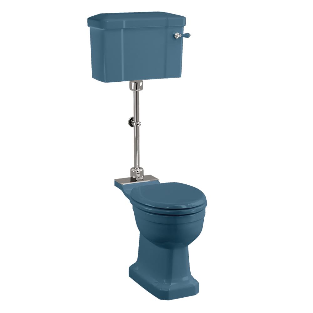 BB Edwardian Bespoke Medium level toilet with porcelain cistern - p-trap - Alaska Blue