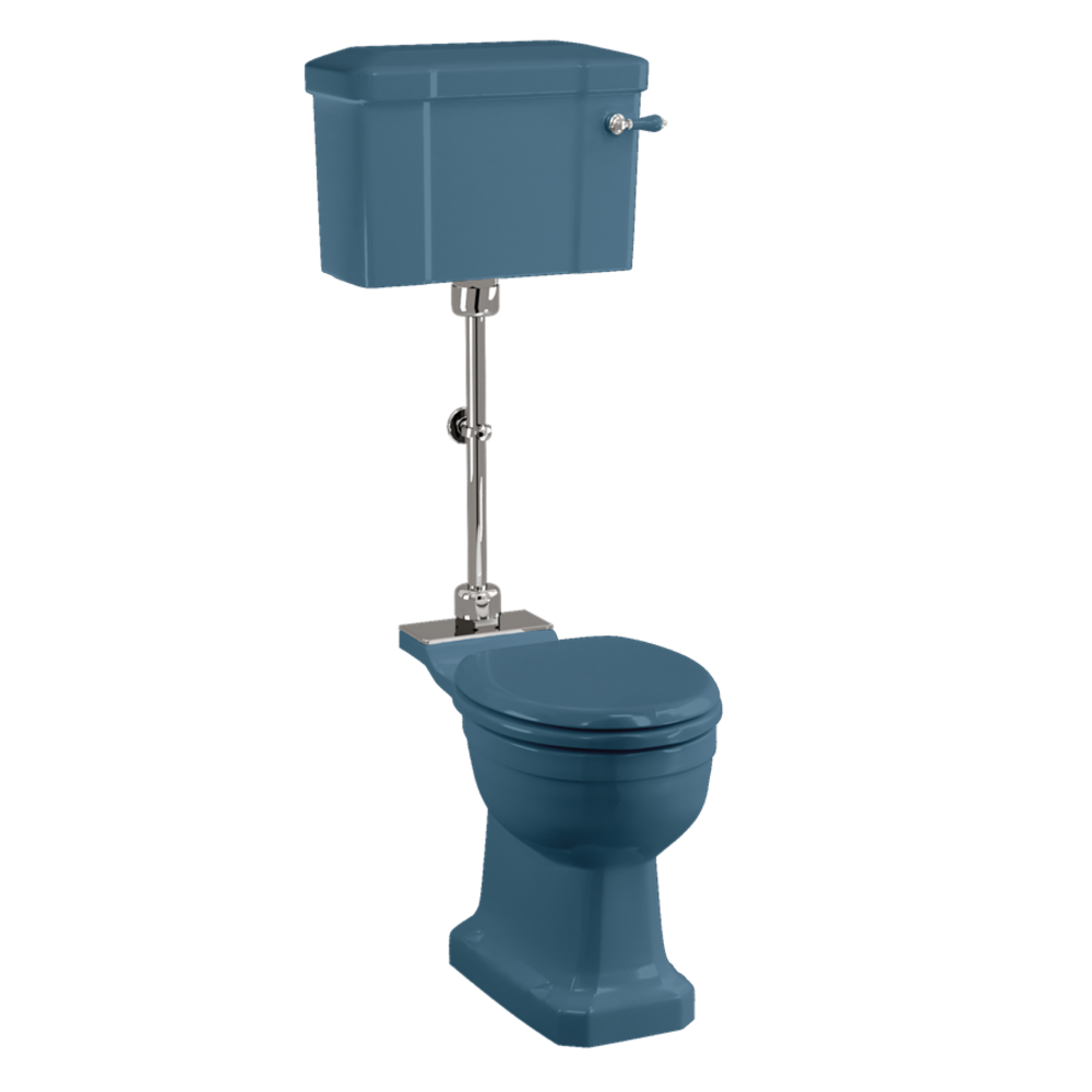 BB Edwardian Bespoke WC mit mittelhoch hängendem Spülkasten aus Keramik - Wandabgang  - Alaska Blue