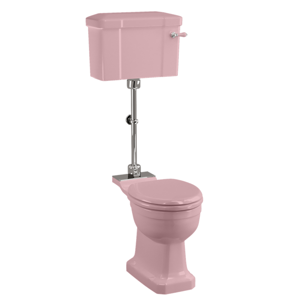 BB Edwardian Bespoke Medium level toilet with porcelain cistern - p-trap - Confetti Pink