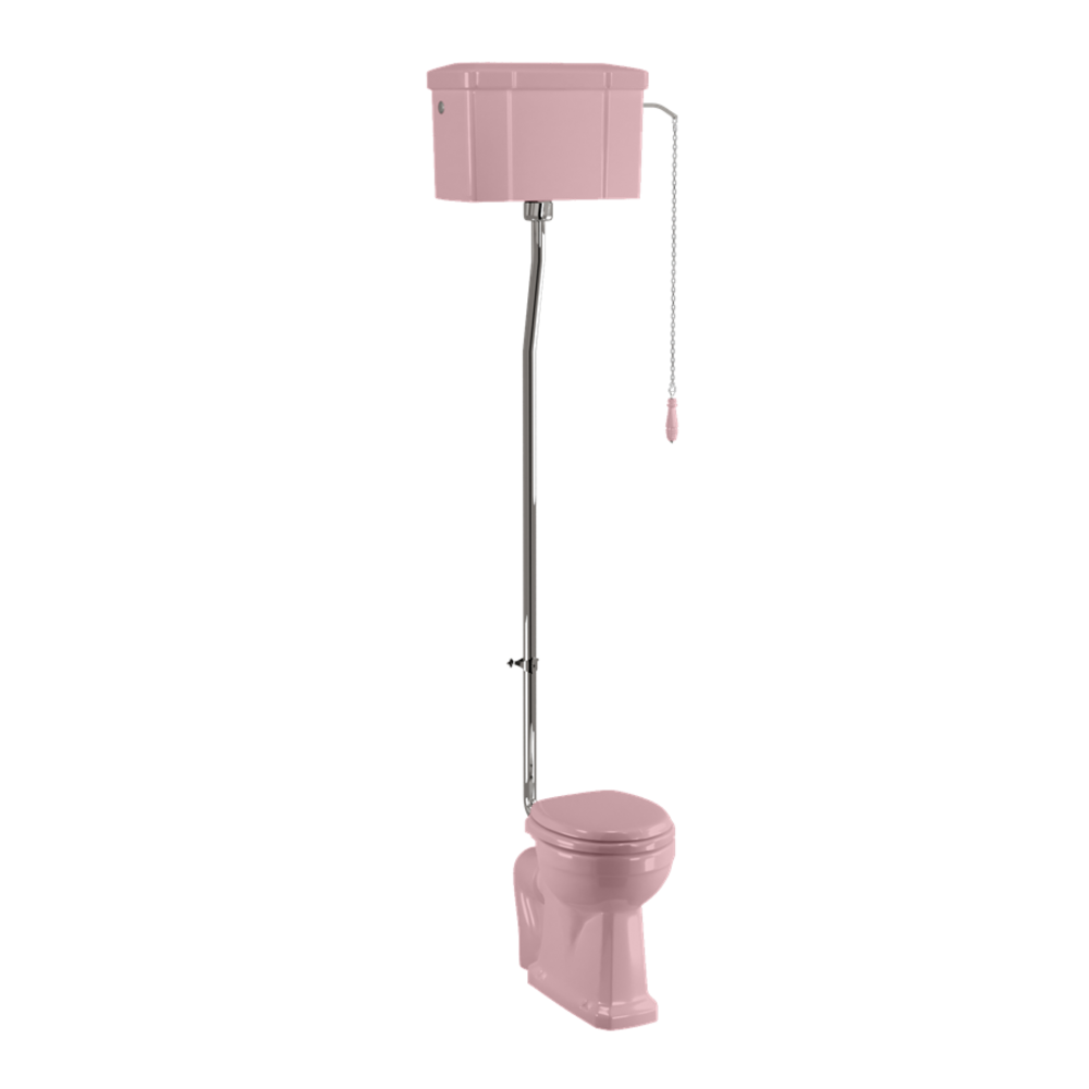 BB Edwardian Bespoke High level toilet (p-trap) with porcelain cistern - Confetti Pink