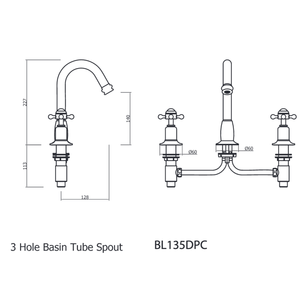 Belgravia Belgravia 3-hole basin mixer with Pop-up waste BL135DPC