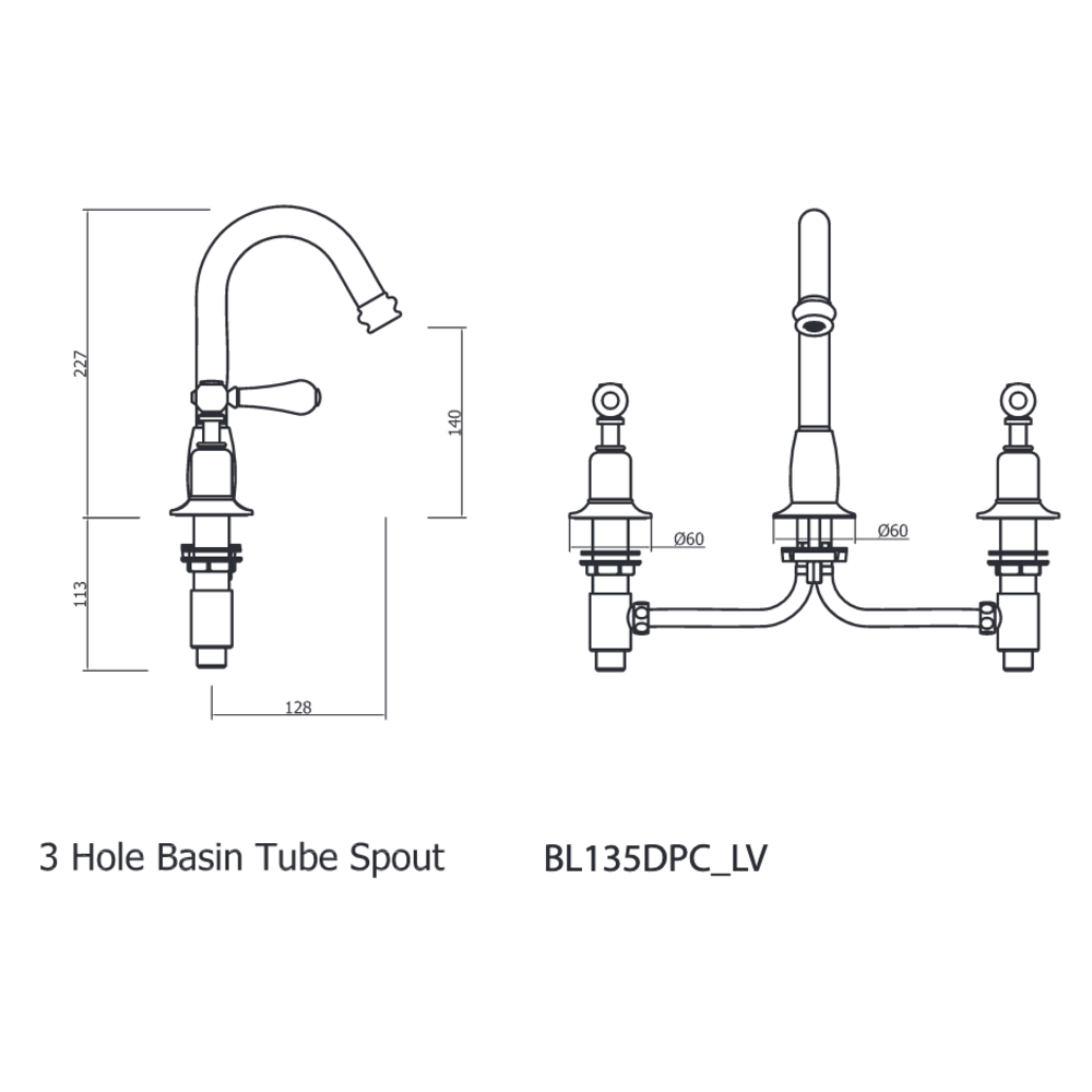 Belgravia Belgravia 3-hole basin mixer with Pop-up waste BL135DPC_LV