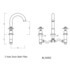 Belgravia Belgravia 3-gats badkraan met kruisgrepen BL330DC