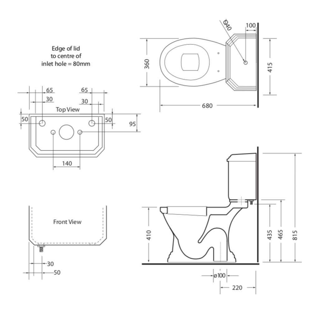 Imperial Deco Close coupled toilet with cistern - s-trap