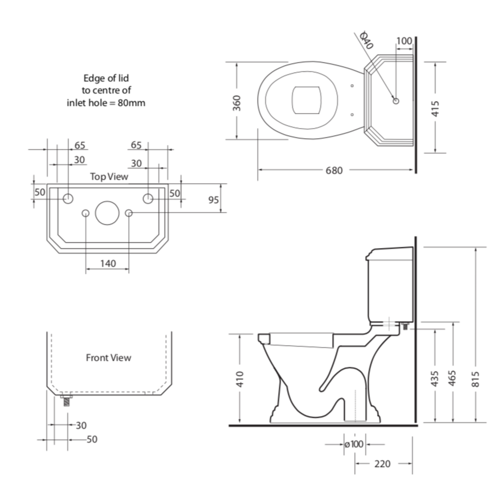 Imperial Deco Stand-WC mit Spülkasten - integrierter Bodenabgang