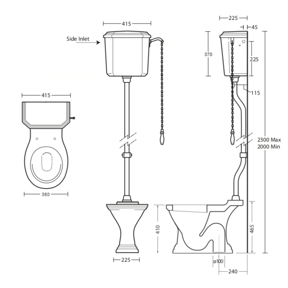 Imperial Deco High level s-trap toilet with cistern